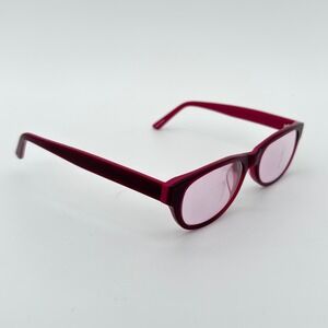 Heart 1215 Matte Red Fuschia Pink Tinted Lens Glasses Cat Eye 51-17-140